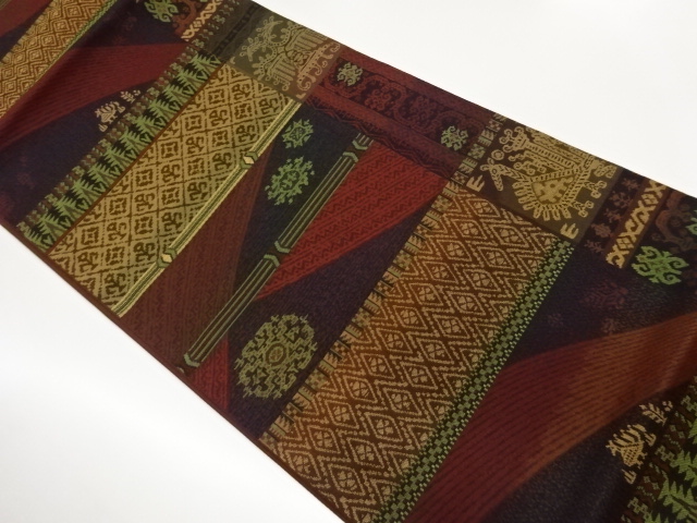 JAPANESE KIMONO / FUKURO OBI / ZENTSU / WOVEN ANIMAL & PLANT 